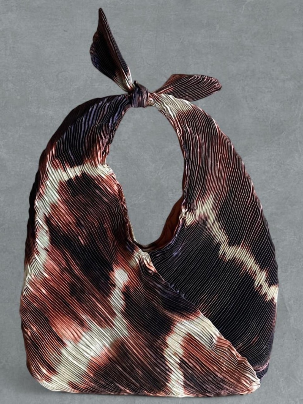 Mango Textured Tie-Dye Tote/Hobo Bag With Knot